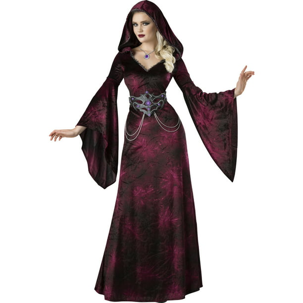 Womens Black Spooky Witch Costume Halloween Sorceress Horror Fancy Dress Outfit